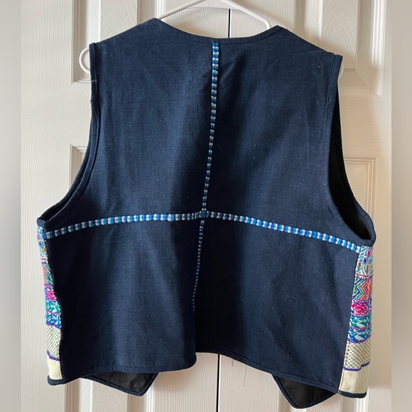 Floral Embroidered Waistcoat Purple Pink Blue Green Multicolored Vest Size Large - Picture 7 of 14